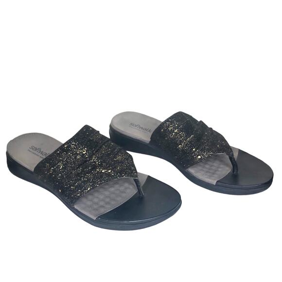 Softwalk Toma Sandal Gold Metallic Splatter Slip On Comfort Walking Stylish 8.5 - Picture 1 of 9